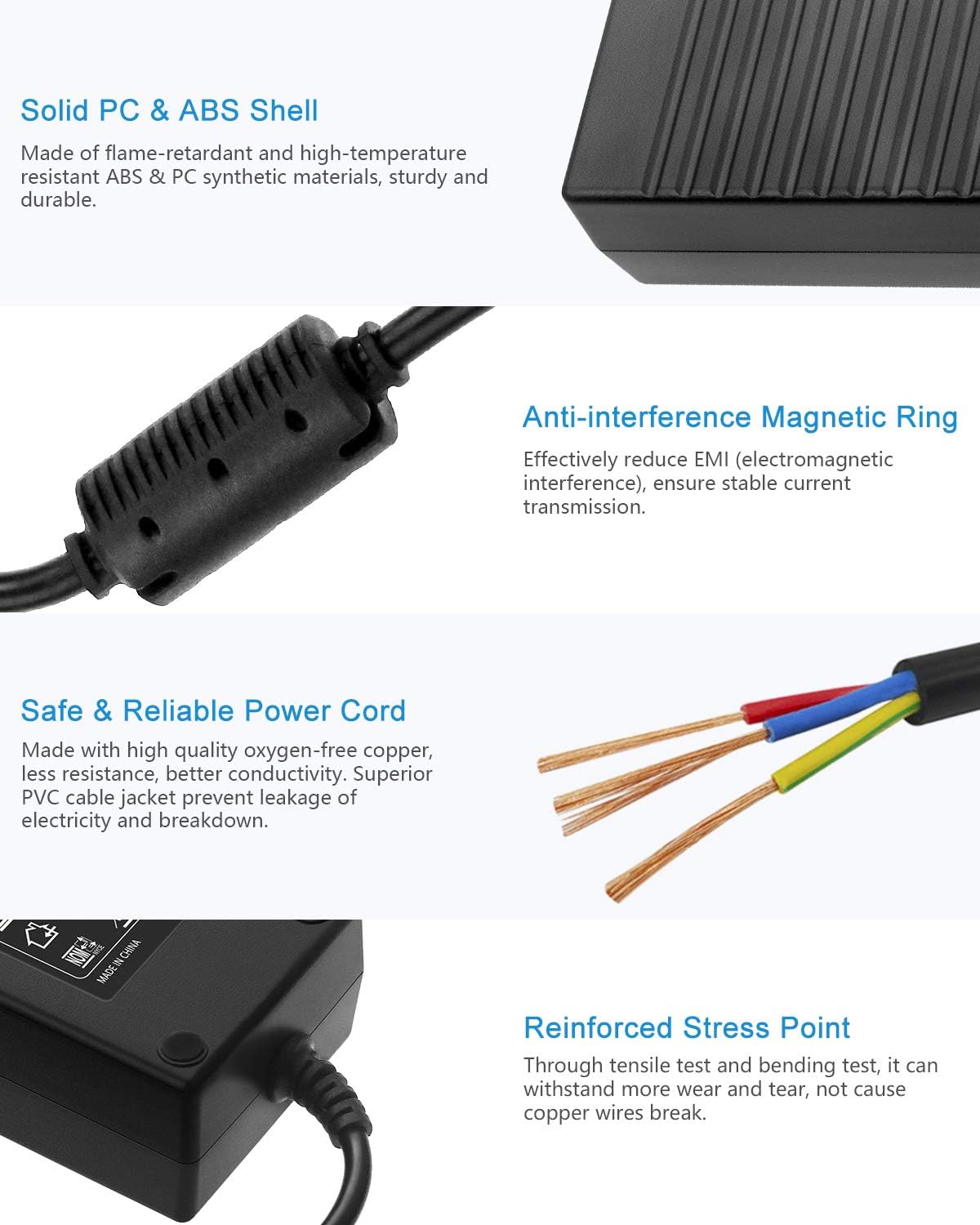ALITOVE 12V Power Supply 10A 120W AC Adapter 100-240V 50-60HZ Transformer AC to DC Converter 12 Volt 10 Amp with 5.5x2.5mm Output Jack for 5050 3528 LED Strip Light CCTV Cameras 3D Printer - image 5