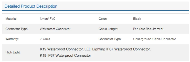 LED照明 2针 3针 4针 5针 K19 IP67 防水连接器 防水插头 - 图片 5