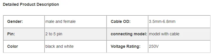 Connecteurs mâle et femelle M15 3 broches en PVC basse tension, câbles 24-26AWG, fiches étanches - image 6