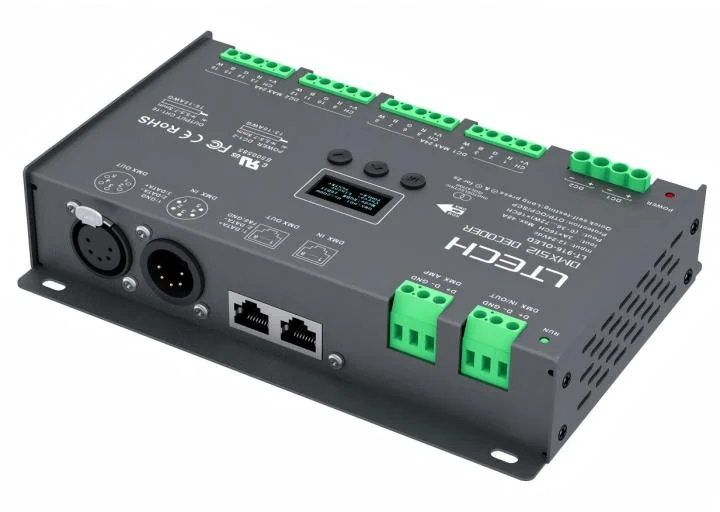 LT-916-OLED LTECH 16-Channel CV DMX/RDM Decoder – Up to 1152W Output