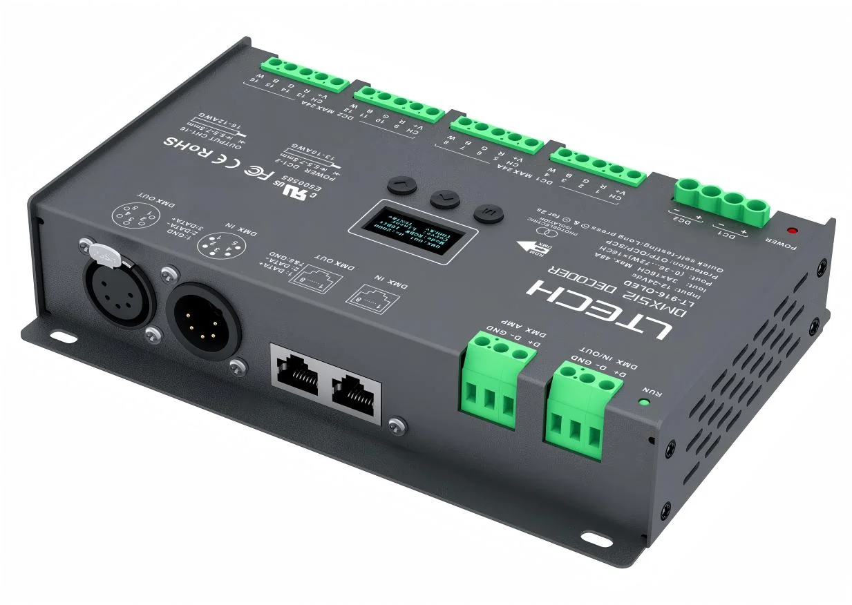 LT-916-OLED LTECH 16通道CV DMX/RDM解码器 – 输出功率高达1152W - 图片 3