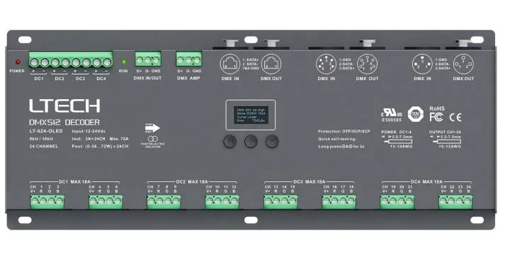 LT-924-OLED LTECH Décodeur CV DMX/RDM 24 canaux – Sortie jusqu'à 1728 W - image 2