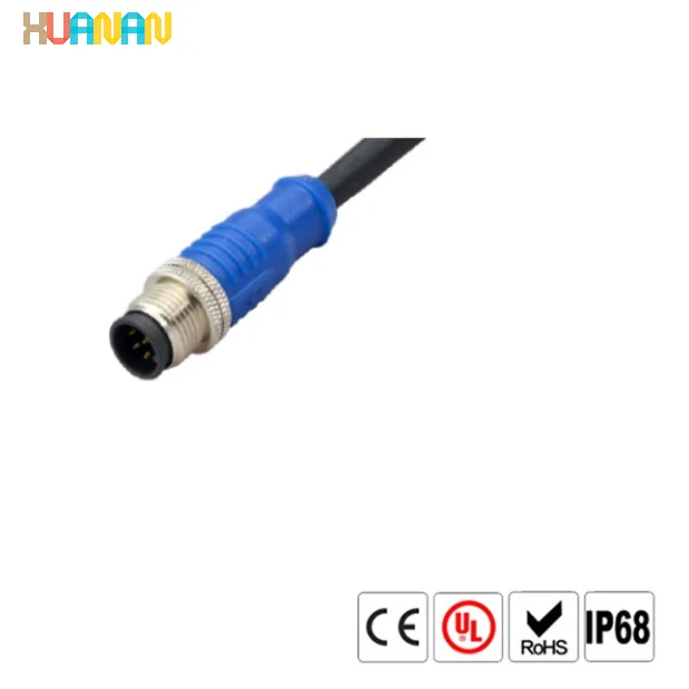 Connecteurs d'alimentation M12 codés S 4 broches, fiche moulée étanche avec câble, fiches étanches - image 2