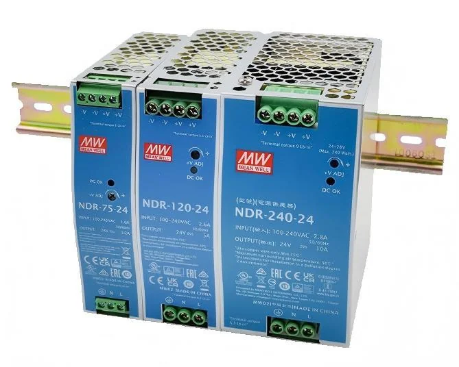 MEAN WELL NDR-120 120W DIN导轨电源 – 40mm超薄设计，UL508认证 - 图片 2