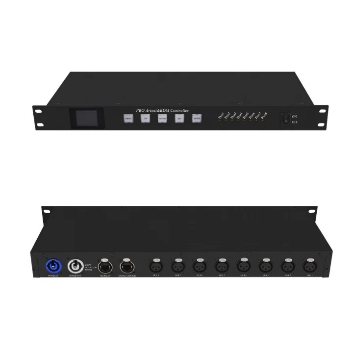 XXA-AN804PRO 1U Rack-Mount ArtNet LED Controller – 8 Ports, 680 Pixels/Port, Electrical Isolation