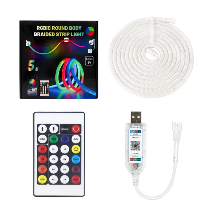 XXA-TZBZ 5V 360°照明円形LEDメッシュシステム 防風雨RGBネオンフレックス ダイナミック織り照明効果付き